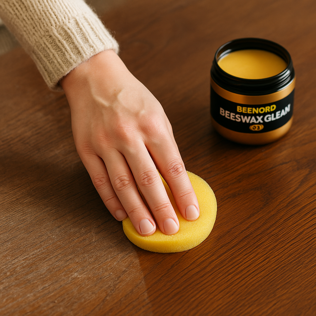 Applying Beeswax Gleam to wooden furniture